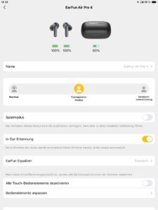 Transparenzmodus_EarFun Audio App