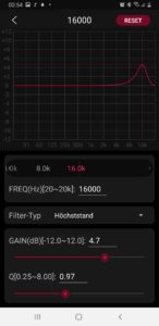 Equalizer in der App von FiiO